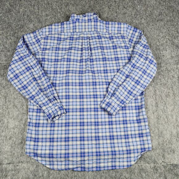 Ralph Lauren Shirt Men XLT Blue Button Plaid Flesh Pony Long Sleeve Casual Tall - Picture 9 of 11